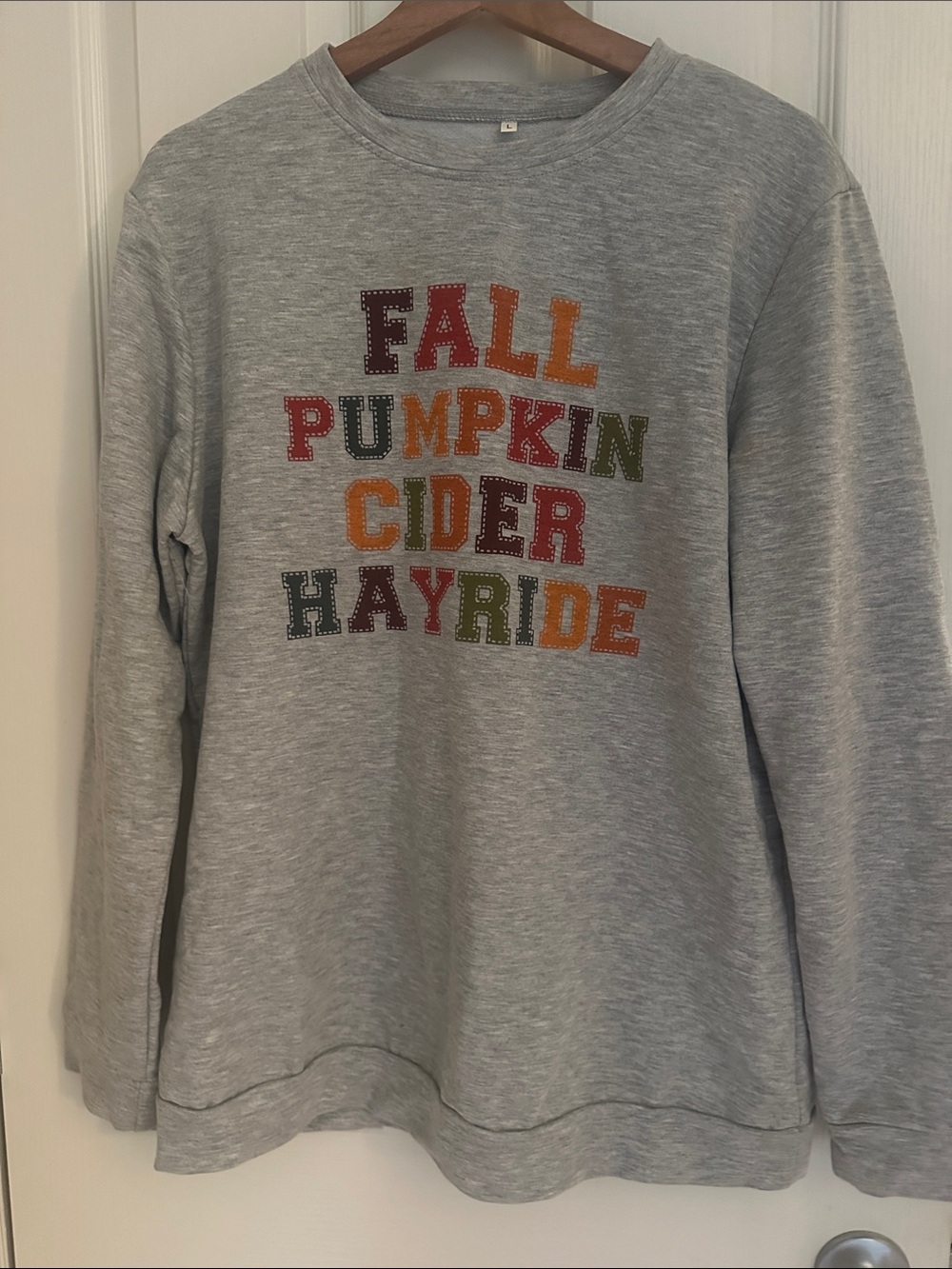 Gray Fall Pumpkin Cider Hayride Crewneck Sweatshirt